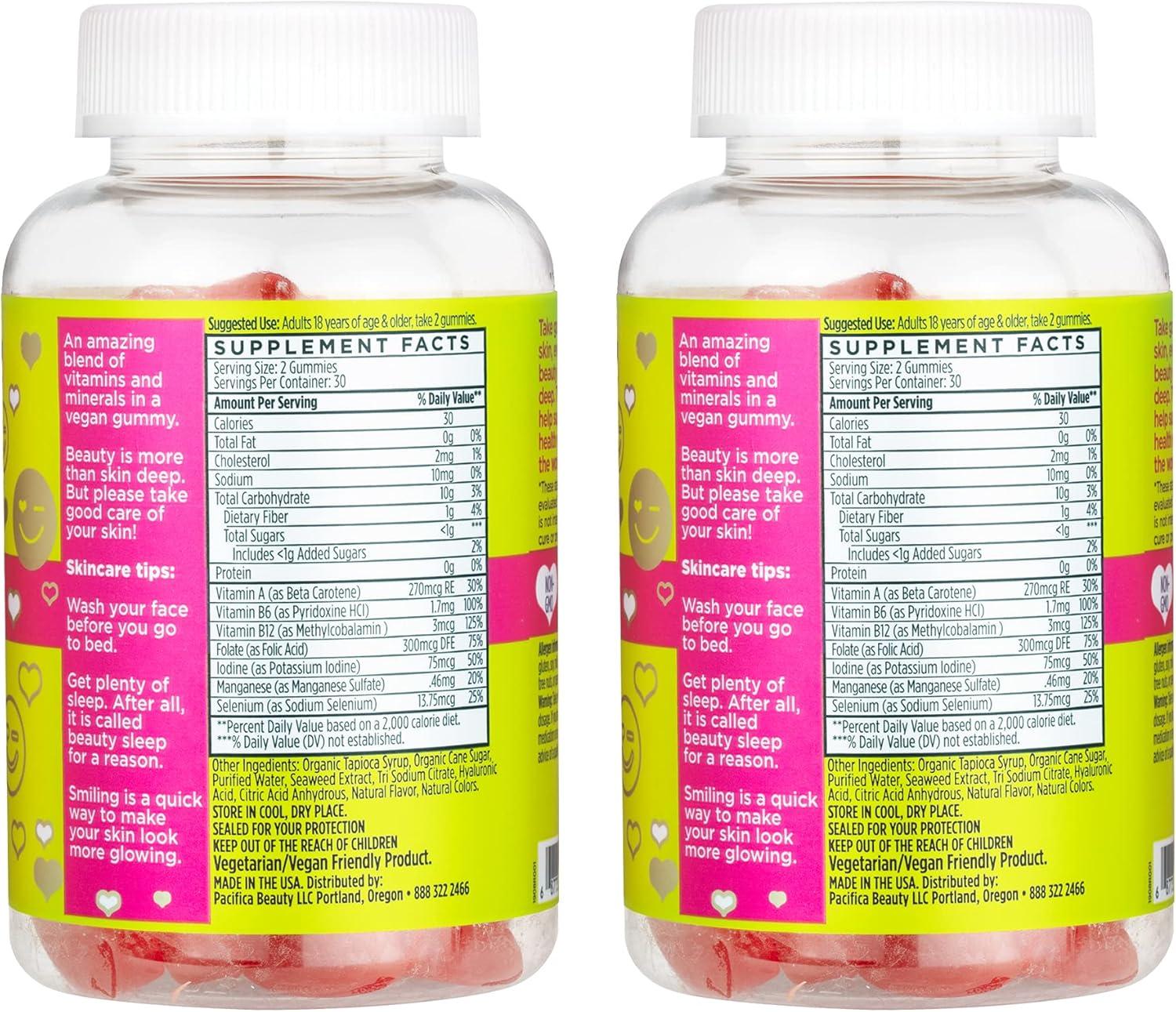 imagePacifica Beauty No Filter Beauty Gummies Supplement for Skin Support Wheat Soy Gluten Free Multivitamin Blend Watermelon Flavor 100 Vegan and No Cruelty 120 Count