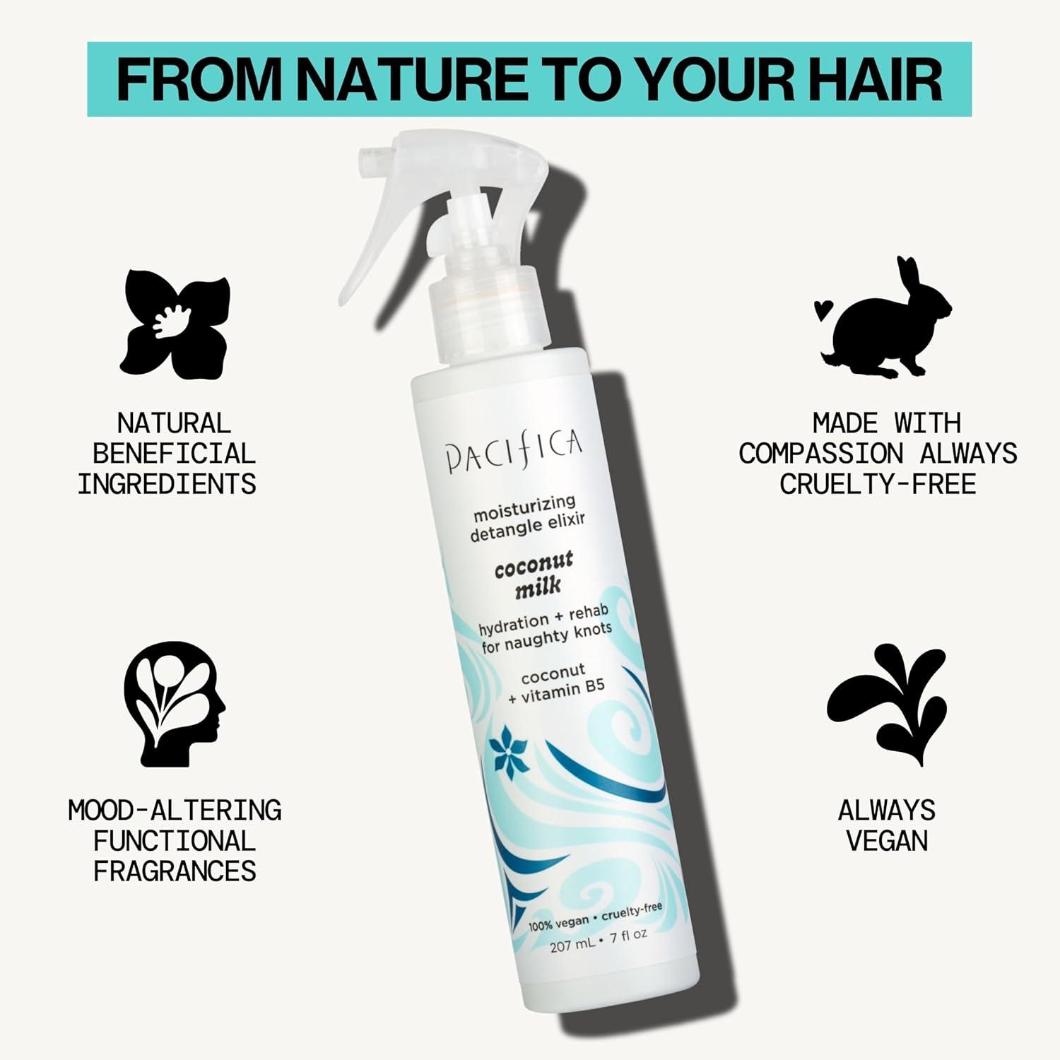 imagePacifica Coconut Milk Hair Detangler Spray LeaveIn Conditioning Elixir for TangleFree Hair Instantly Detangles Knots Adds Shine ampamp Moisture Prevents Breakage ampamp Frizz Vegan ampamp CrueltyFree