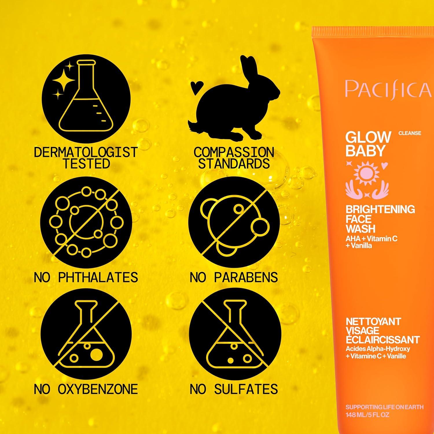 imagePacifica Face Wash Duo Glow Baby Vitamin C Brightening Cleanser Sea Foam Gentle Cleanser Daily Exfoliating Face Wash Set for All Skin Types SulfateFree Vegan