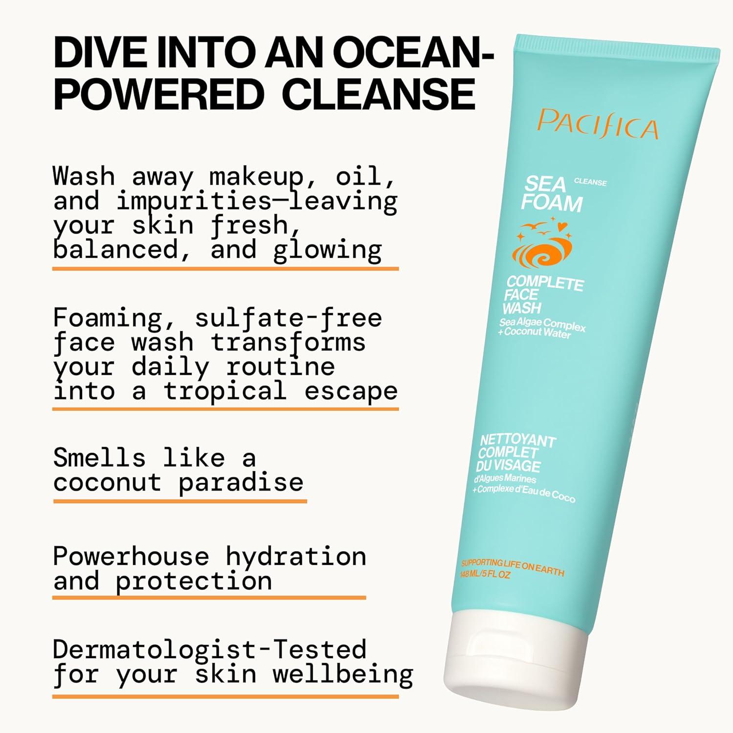 imagePacifica Face Wash Duo Glow Baby Vitamin C Brightening Cleanser Sea Foam Gentle Cleanser Daily Exfoliating Face Wash Set for All Skin Types SulfateFree Vegan