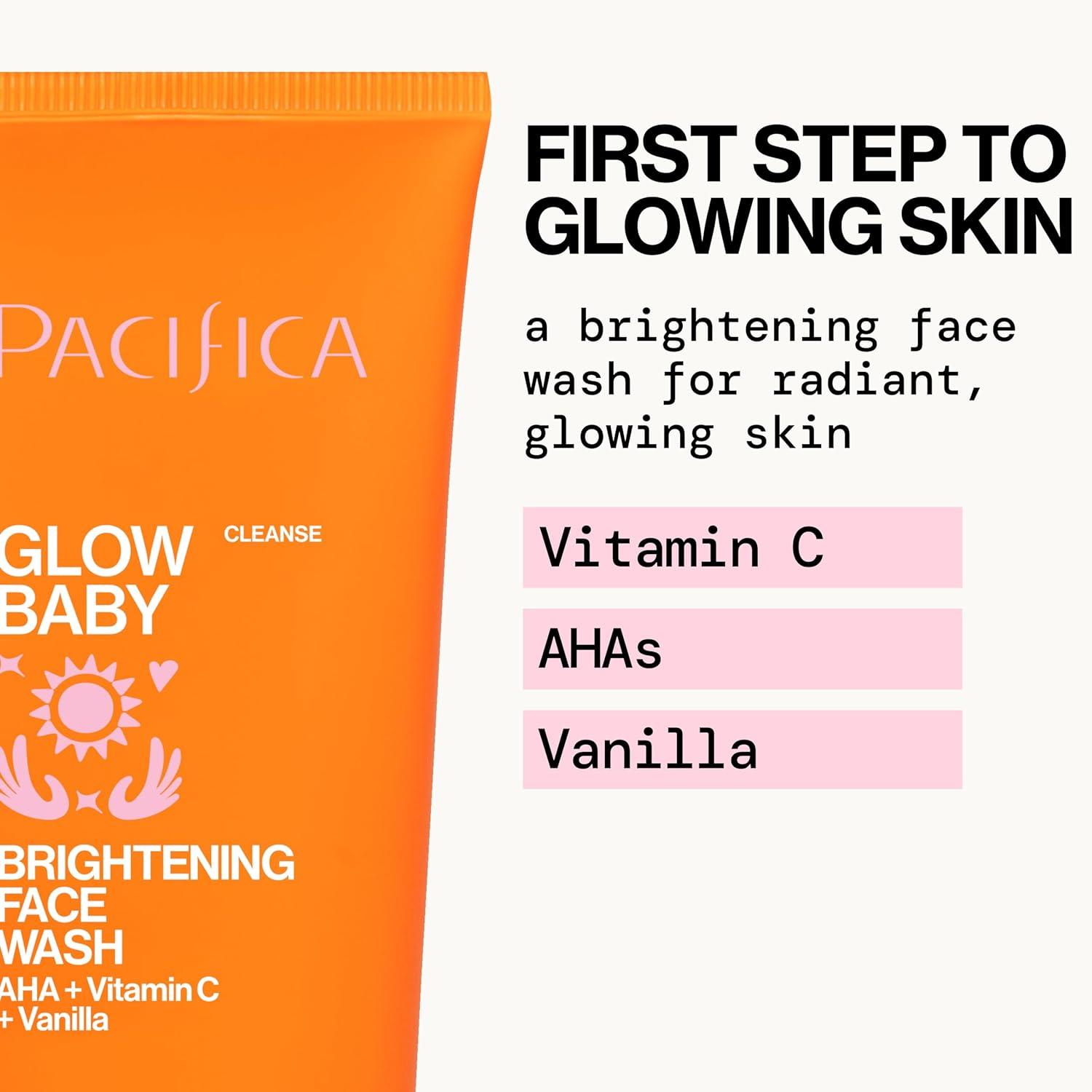 imagePacifica Face Wash Duo Glow Baby Vitamin C Brightening Cleanser Sea Foam Gentle Cleanser Daily Exfoliating Face Wash Set for All Skin Types SulfateFree Vegan