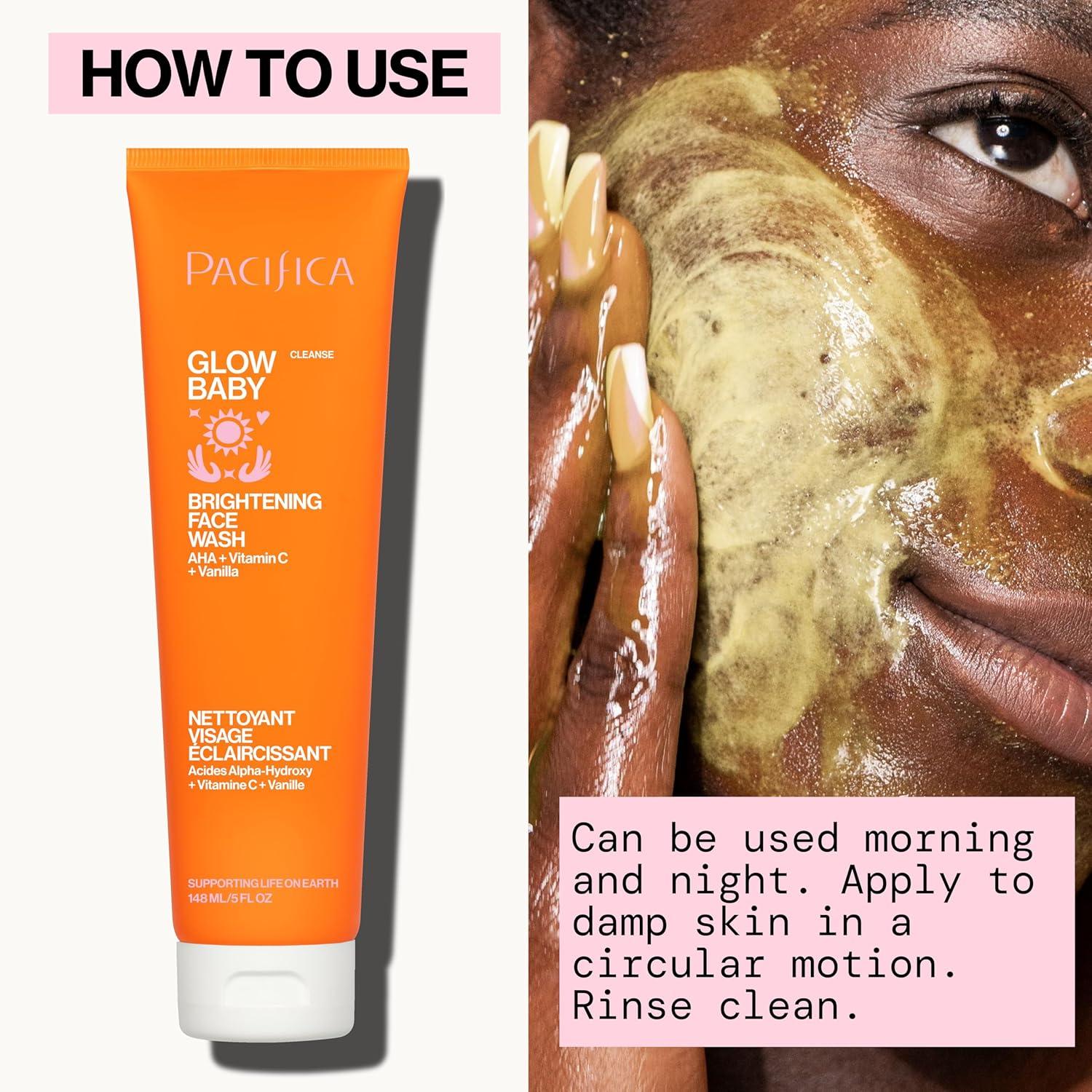 imagePacifica Face Wash Duo Glow Baby Vitamin C Brightening Cleanser Sea Foam Gentle Cleanser Daily Exfoliating Face Wash Set for All Skin Types SulfateFree Vegan
