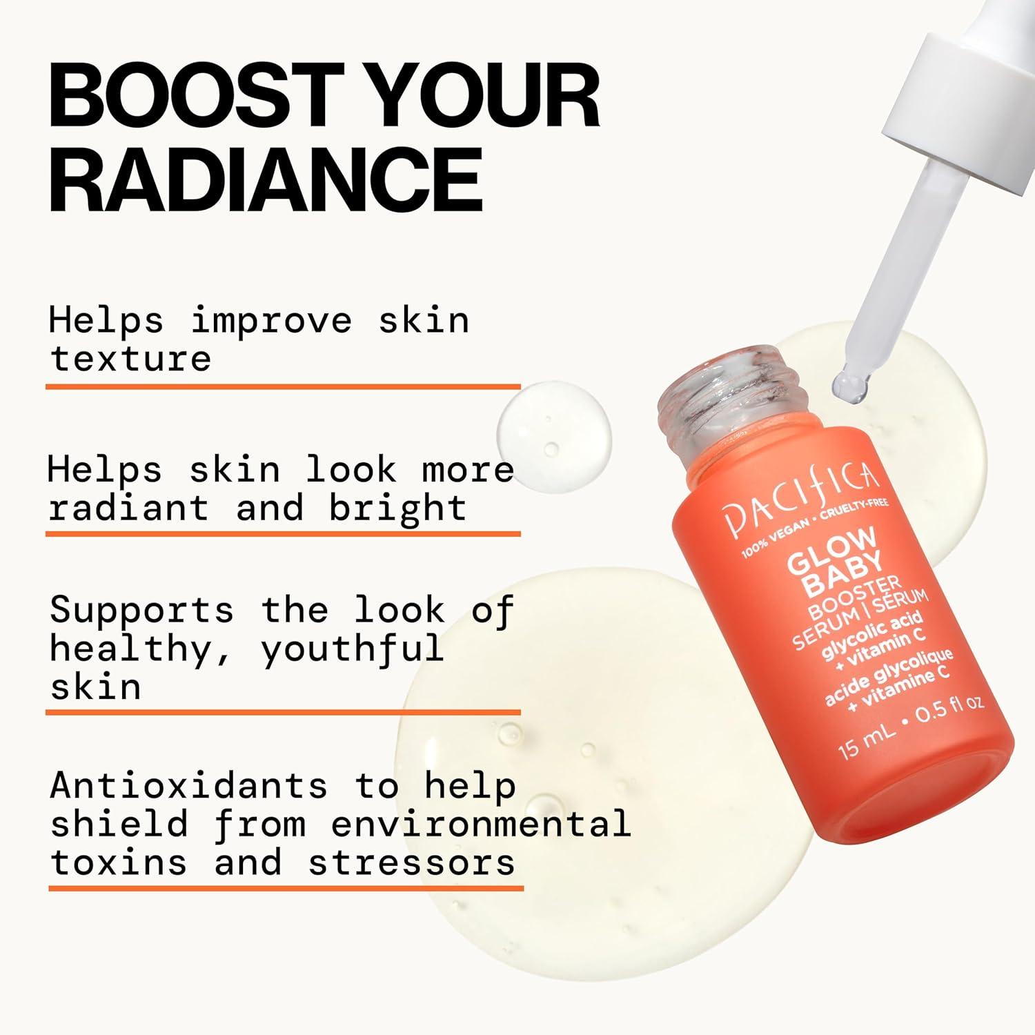 imagePacifica Glow Baby Booster Mini Face Serum Vitamin C ampamp Glycolic Acid For Brightening Dull Skin FragranceFree Vegan ampamp CrueltyFree 5 Fl Oz
