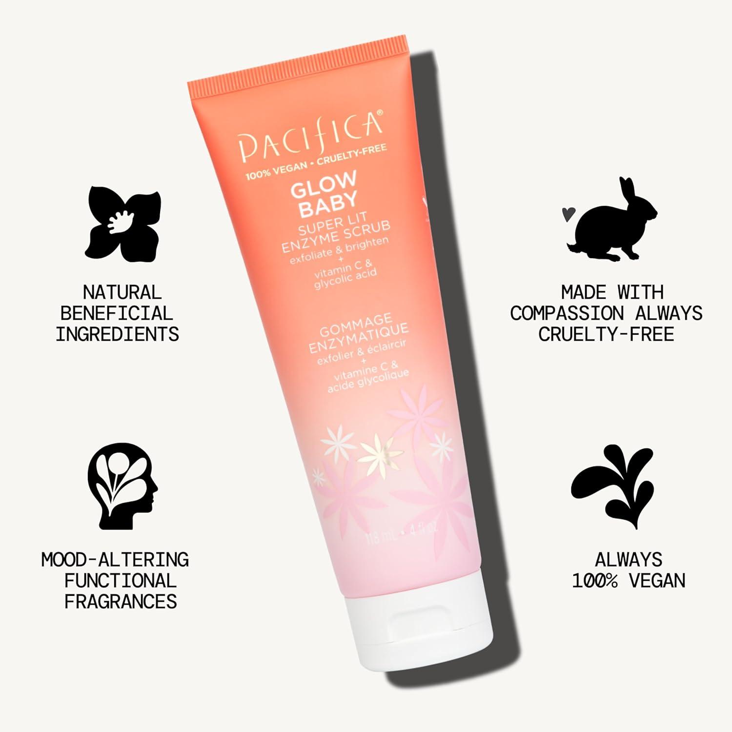 imagePacifica Glow Baby Exfoliating Face Scrub Brightening Enzyme Facial Cleanser w Vitamin C ampamp Glycolic Acid for Radiant Smooth Skin Unclogs Pores ampamp Removes Dead Skin MicrobeadFree Vegan 4 fl oz4 Fl Oz Pack of 1