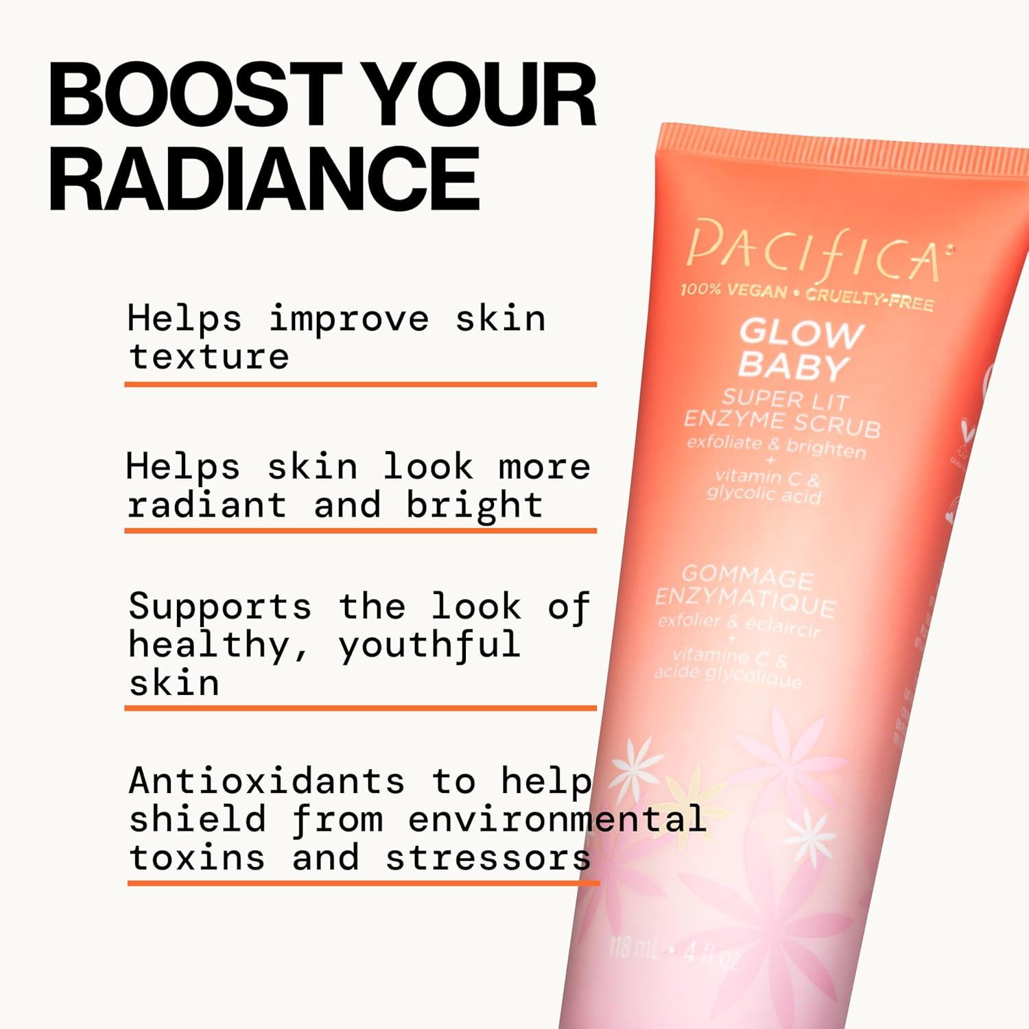imagePacifica Glow Baby Exfoliating Face Scrub Brightening Enzyme Facial Cleanser w Vitamin C ampamp Glycolic Acid for Radiant Smooth Skin Unclogs Pores ampamp Removes Dead Skin MicrobeadFree Vegan 4 fl oz4 Fl Oz Pack of 1