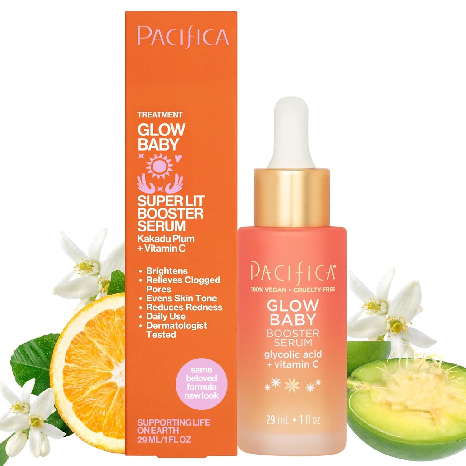 imagePacifica Glow Baby Super Lit Booster Serum ampamp VitaGlow Vitamin C Face Cream Brighten ampamp Hydrate Skincare Bundle Daily Antioxidant Moisturizer Set for Radiant EvenToned Skin