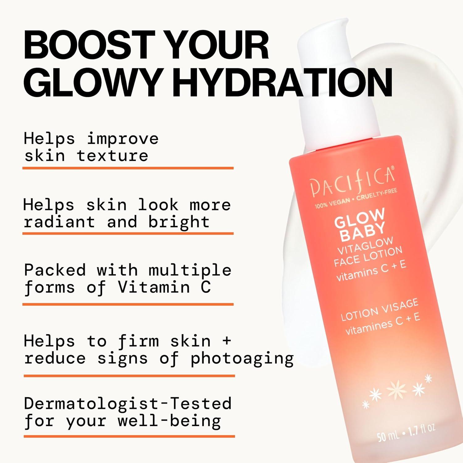 imagePacifica Glow Baby Super Lit Booster Serum ampamp VitaGlow Vitamin C Face Cream Brighten ampamp Hydrate Skincare Bundle Daily Antioxidant Moisturizer Set for Radiant EvenToned Skin
