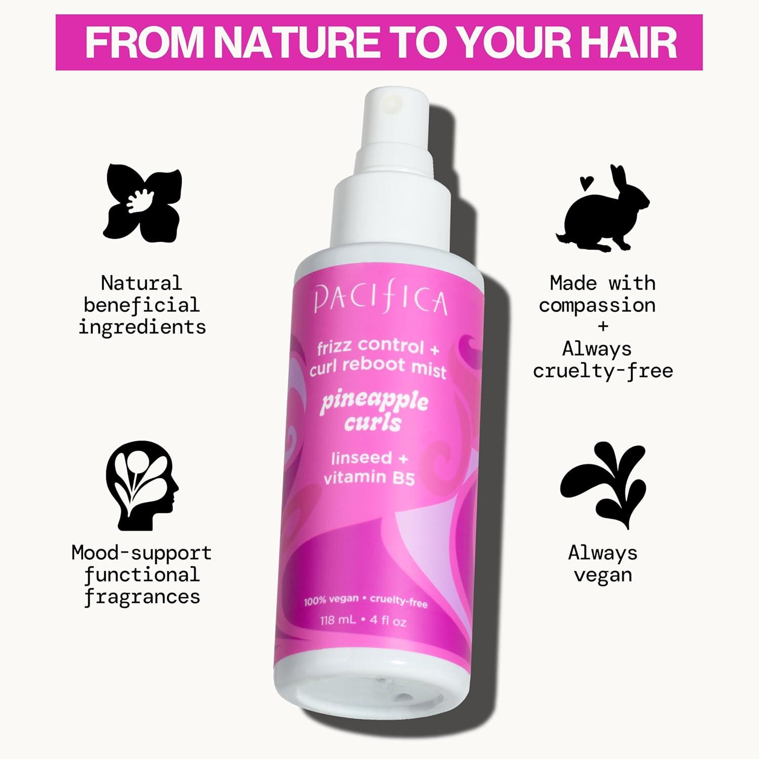 imagePacifica Pineapple Curls Frizz Control Spray 4oz Curl Refresher Mist for Curly ampamp Wavy Hair Hydrating AntiFrizz Day 2 Curl Booster with Pineapple Extract ampamp Vitamin B5 Vegan Dermatologist Tested