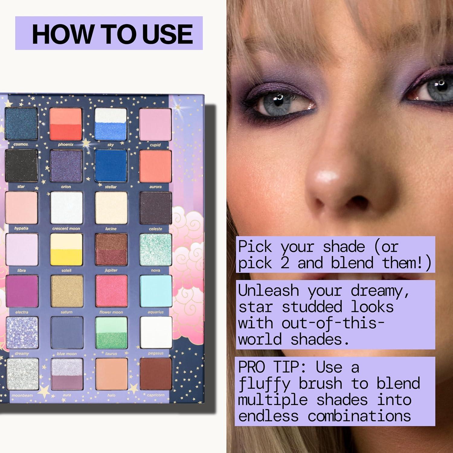 imagePacifica Stellar Gaze Eye Shadow Palette 28 Shades Mineral Eye Shadow Face Makeup Blendable Pigmented Dreamy Pastels Neutrals Matte Shimmer ampamp Glitter Finishes wVitamin E TalcFree Vegan Clean