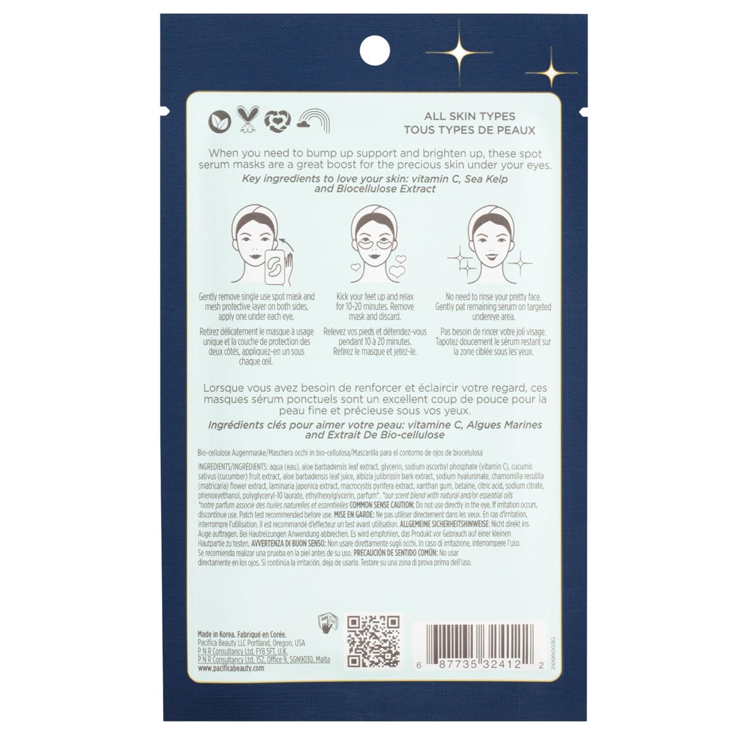 imagePacifica Undereye Spot Serum Mask Bright Eye Vitamin C Mask for Dark Circles ampamp Hydration Brightening Under Eye Treatment Vegan ampamp CrueltyFree 1 Pack
