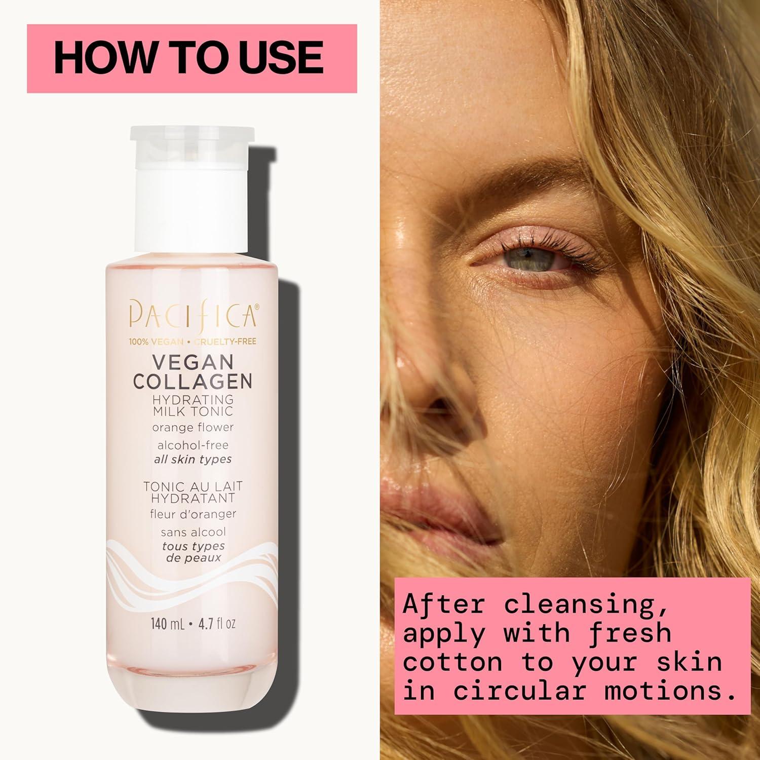 imagePacifica Vegan Collagen Hydrating Milk Tonic AlcoholFree Milky Toner ampamp Essence Moisturizing Vegan Collagen Face Tonic wHyaluronic Acid Chamomile Jasmine All Skin Types Vegan Dermatologist Tested