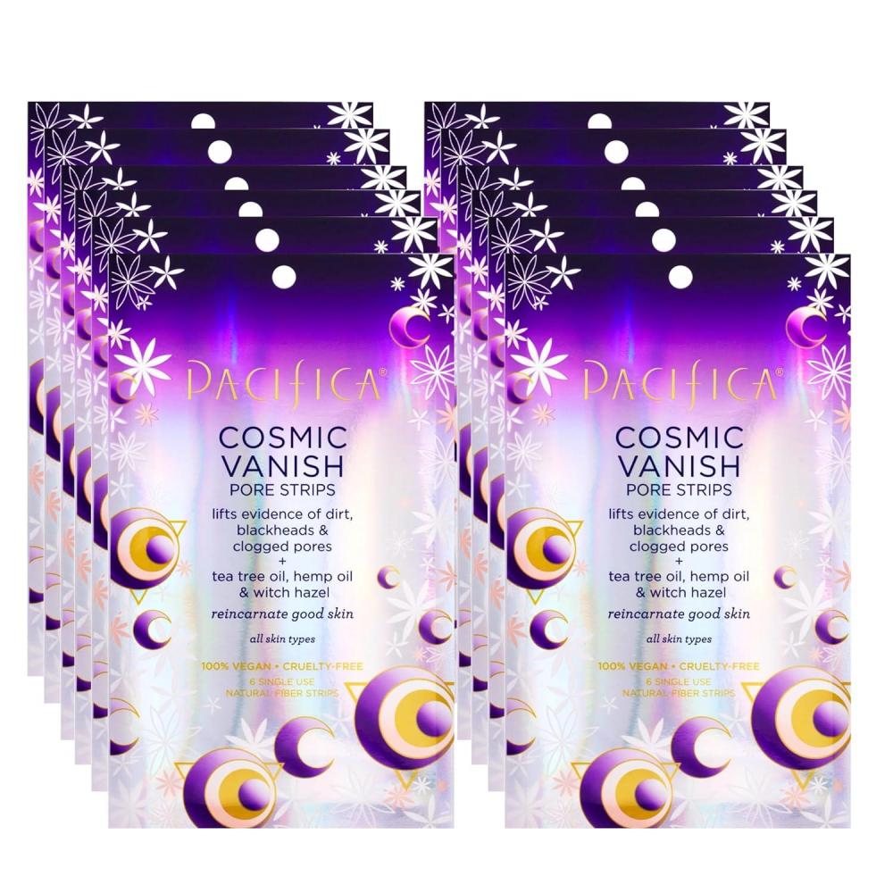 imagePacifica  Blackhead Remover Pore Strips  6PACK Cosmic Vanish  for Nose Chin ampamp Forehead  Deep Cleansing Nose Strips wInstant Pore Unclogging  OilFree Vegan Dermatologist Tested6 Count Pack of 12