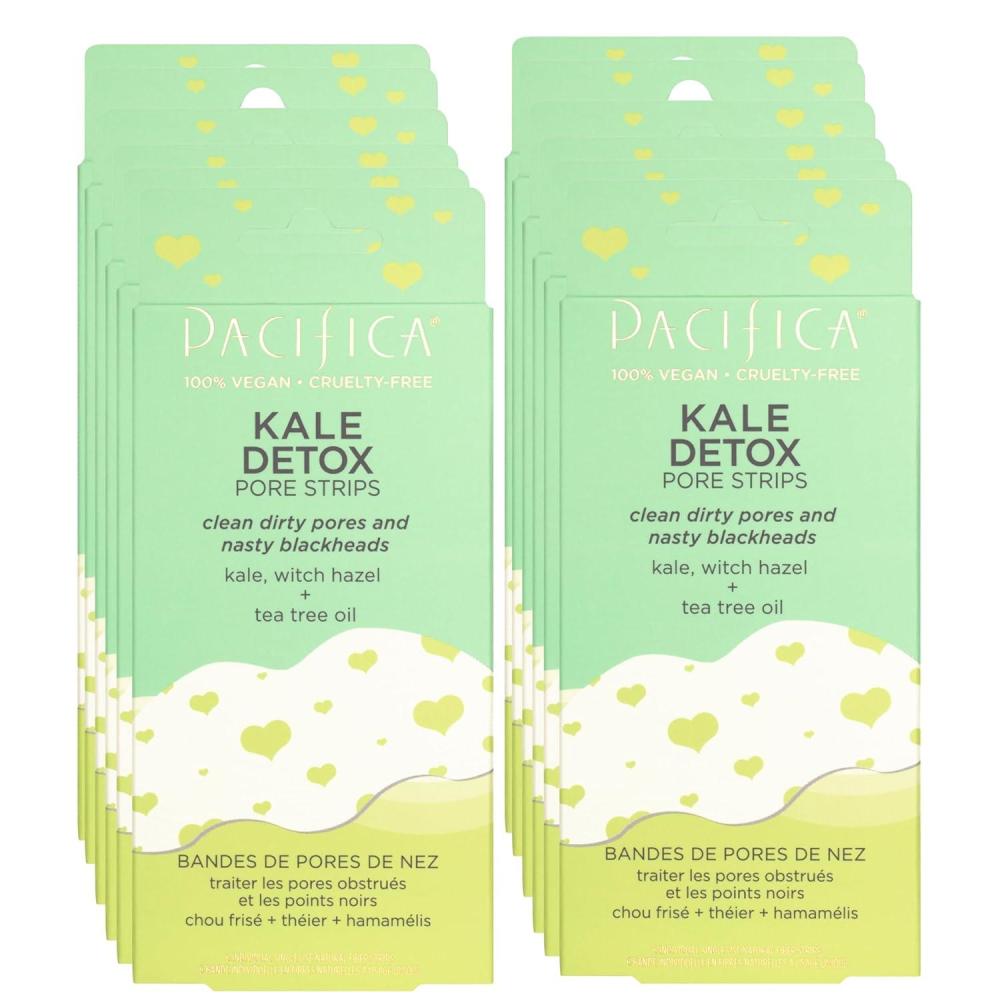 imagePacifica  Blackhead Remover Strips Nose Strips  12PACK Kale Detox Skin Care  Deep Pore Cleansing wInstant Pore Unclogging  OilFree NonComedogenic Vegan Clean Beauty Dermatologist Tested6 Count Pack of 12