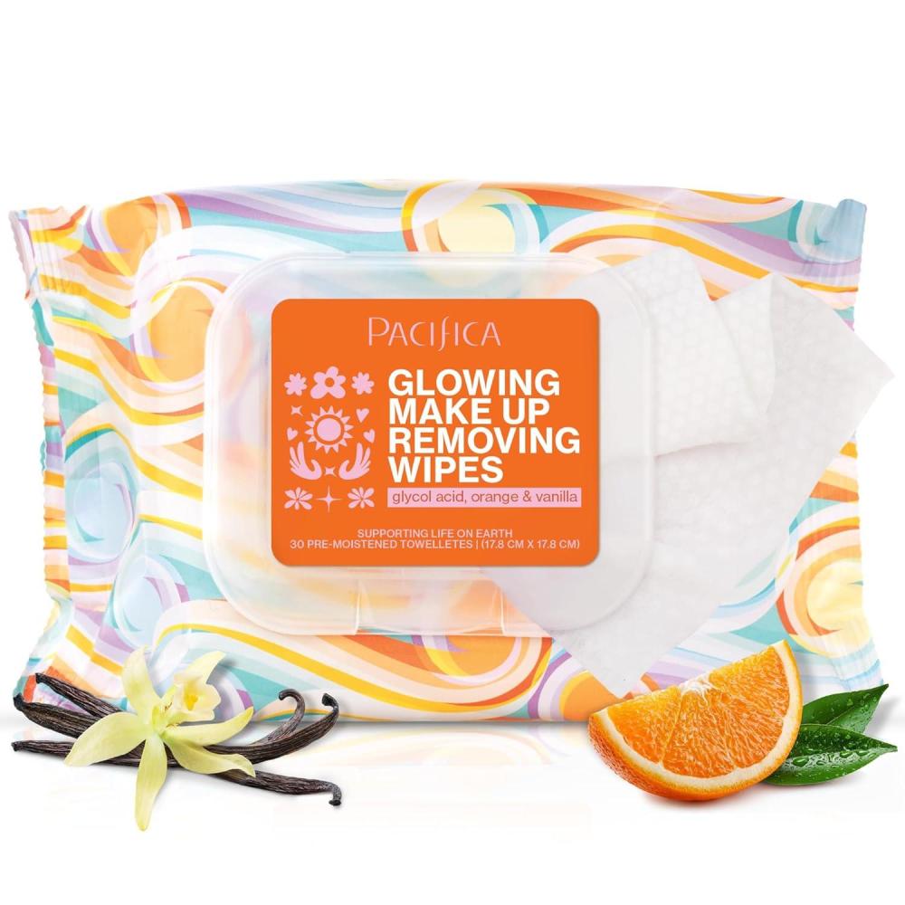 imagePacifica Beauty  Glowing Makeup Remover Wipes  Gycolic Acid Coconut Water Aloe Infused  Daily Cleansing  Exfoliating  Clean Skin Care  Plant Fiber Facial Towelettes  4 Count  Vegan30 Count Pack of 1
