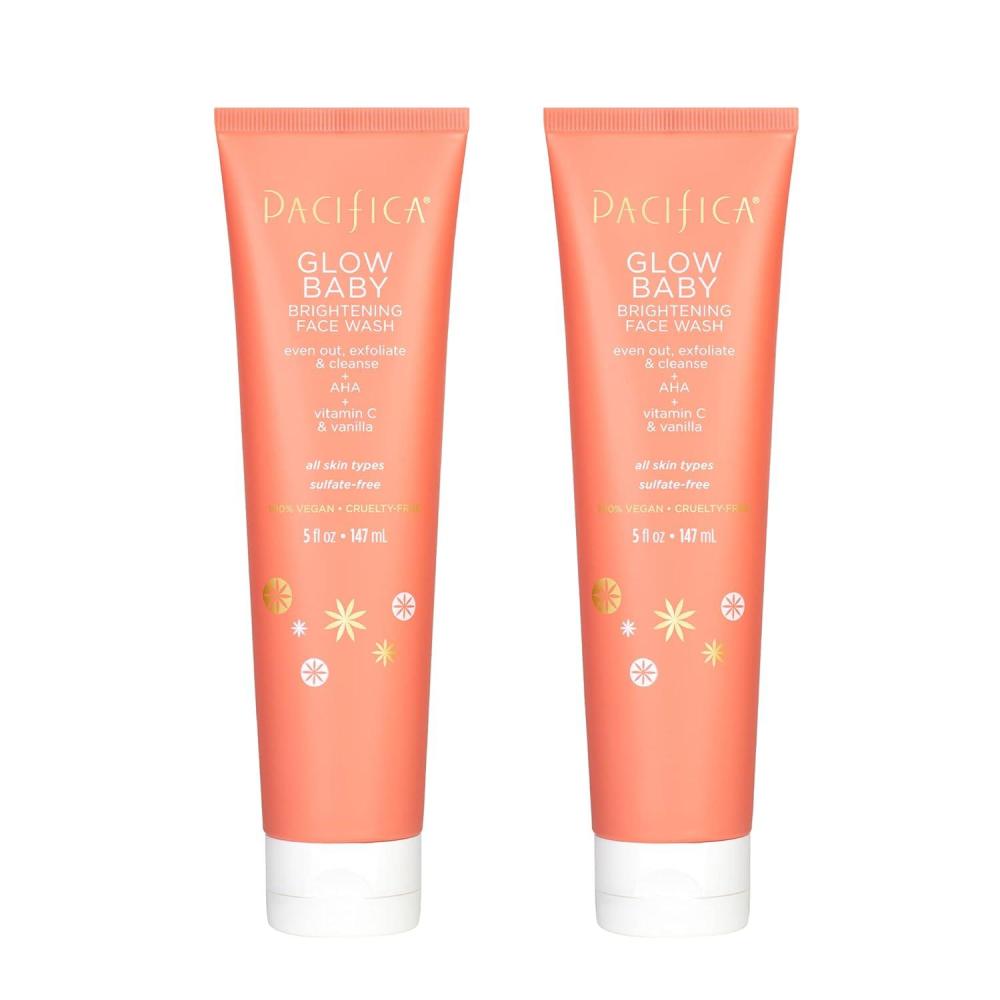 imagePacifica Beauty Glow Baby Brightening Face Wash Set Skincare Face Cleanser Exfoliator AHA Even Skin Tone VItamin C Vanilla Sulfate and Paraben Free Vegan 5 fl oz Each Set of 2