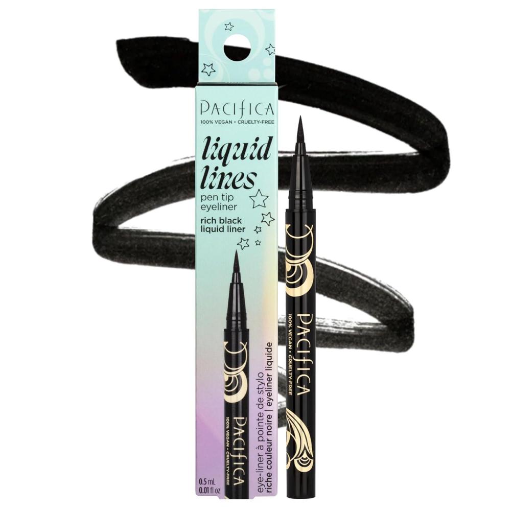 imagePacifica Black Liquid Eyeliner Pen Liquid Line Felt tip Smudge Proof Eyeliner Water Resistant Gel Makeup Eye Liner Matte Fine Tip Clean Beauty Vegan ampamp CrueltyFree Dermatologist Tested