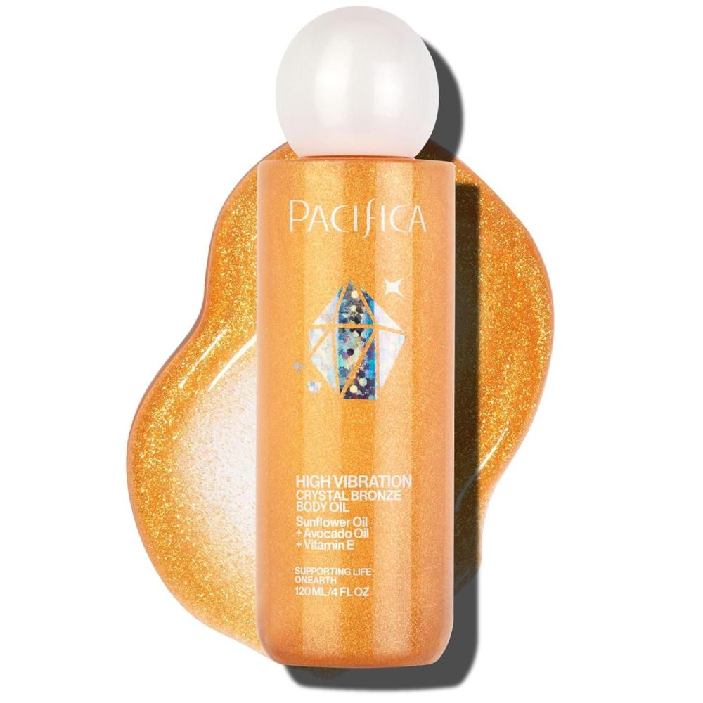 imagePacifica Bronzing Body Oil  Crystal Bronze Shimmering Oil for Natural SunKissed Glow Hydrating Body Illuminator Vanilla Coconut Scent Vegan ampamp CrueltyFree Clean Beauty 4 fl ozCrystal Bronze