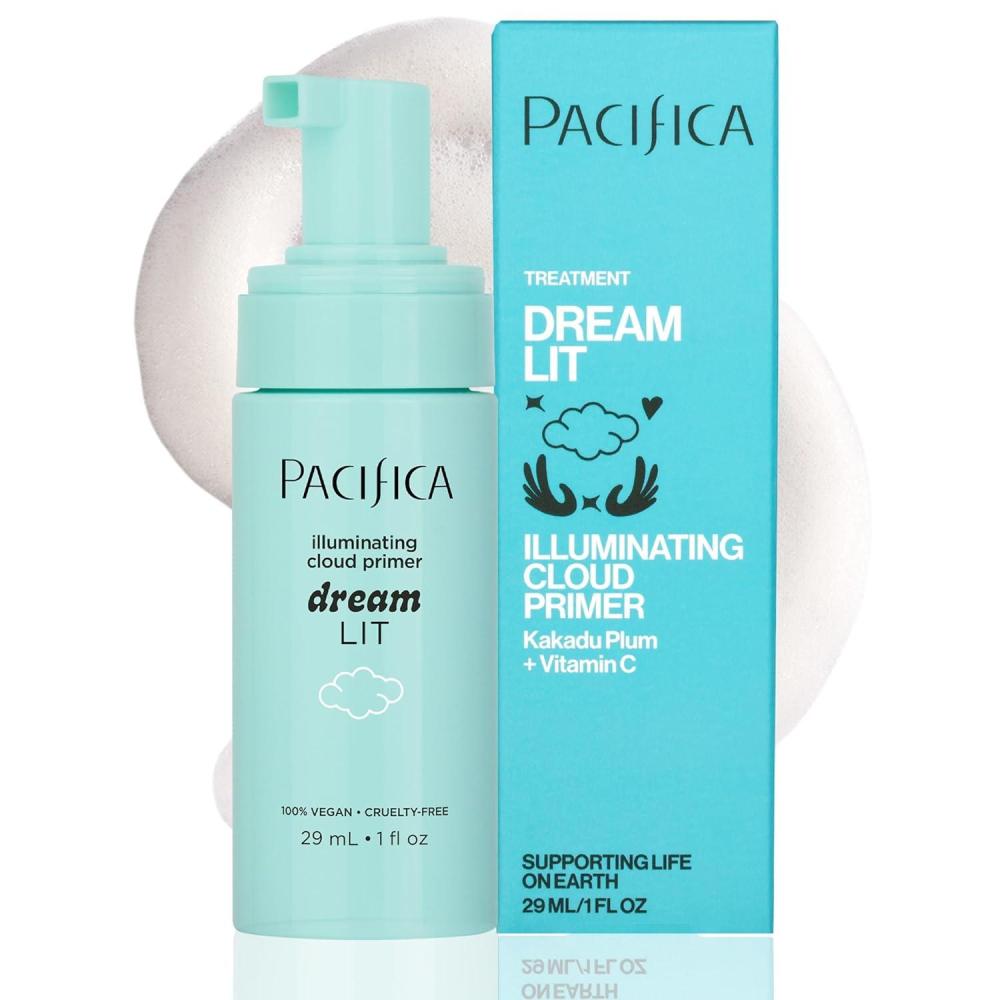 imagePacifica Dreamlit Illuminating Foaming Primer with Vitamin C ampamp Hyaluronic Acid  Hydrating Brightening Face Makeup Base for Glowing LongLasting Foundation Wear  1 fl oz Clean Beauty Vegan FormulaDreamlit Illuminating Cloud Primer