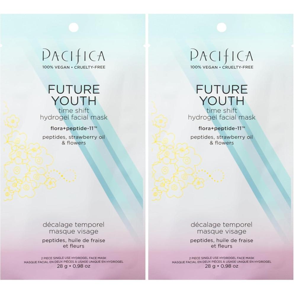 imagePacifica Future Youth Time Shift Hydrogel Facial Mask 6PACK MultiPeptide AntiAging Sheet Mask for Firming ampamp Plumping UltraHydrating SerumInfused Mask for Face ampamp Neck 100 Vegan2 Count Pack of 2