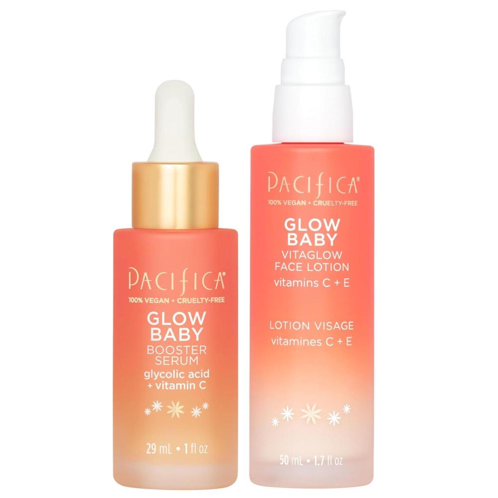 imagePacifica Glow Baby Super Lit Booster Serum ampamp VitaGlow Vitamin C Face Cream Brighten ampamp Hydrate Skincare Bundle Daily Antioxidant Moisturizer Set for Radiant EvenToned Skin