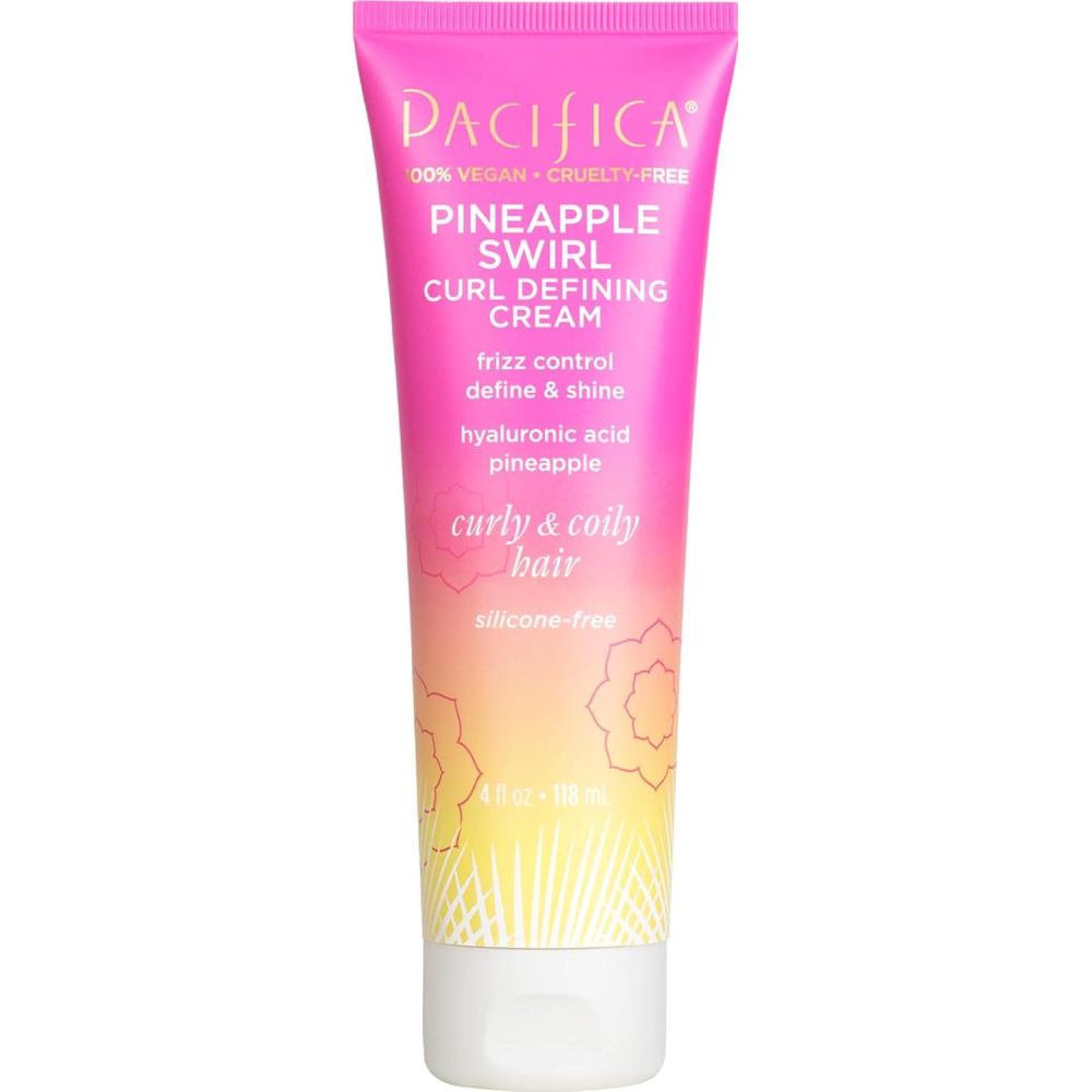 imagePacifica Pineapple Swirl Curl Defining Cream  Curl Cream for Curly Hair Curly Hair Products with Coconut Oil and Hyaluronic Acid Styling for Bouncy Waves Without Crunch  4 Oz4 Fl Oz Pack of 1