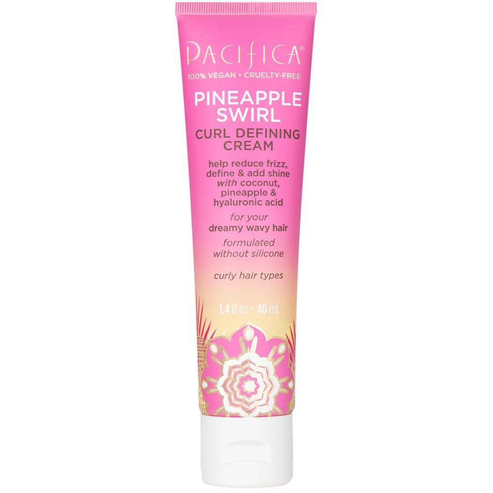 imagePacifica Pineapple Swirl Curl Defining Cream  Curl Cream for Curly Hair Curly Hair Products with Coconut Oil and Hyaluronic Acid Styling for Bouncy Waves Without Crunch  4 Oz14 Fl Oz Pack of 1