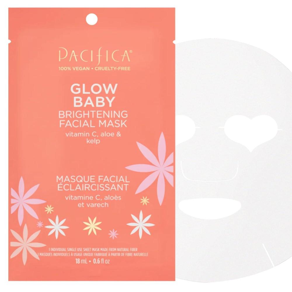 imagePacifica Sheet Face Mask 6 Pack Glow Baby Brightening Facial Mask wVitamin C Aloe ampamp Kelp Cooling Mask for Dark Spots ampamp Fine Lines Clean Beauty Vegan ampamp CrueltyFree Dermatologist Tested1 Count Pack of 1