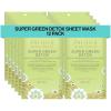 Pacifica Super Green Detox Sheet Mask – Charcoal, Kale & Clay Pore Cleansing Mask for Oily, Blemish-Prone Skin, Deep Detox Facial Mask, Vegan(1 Count (Pack of 12))