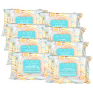 Pacifica Beauty | Glowing Makeup Remover Wipes | Gycolic Acid, Coconut Water, Aloe Infused | Daily Cleansing + Exfoliating | Clean Skin Care | Plant Fiber Facial Towelettes | 4 Count | Vegan(30 Count (Pack of 8))