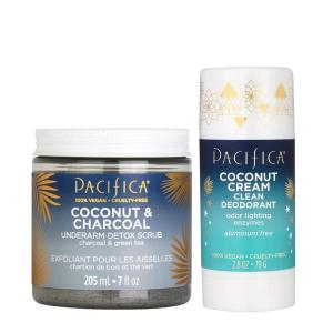 Pacifica Beauty Coconut and Charcoal Underarm Detox Scrub for Natural Deodorant Users, Non Aluminum, Safe for Sensitive Skin, 100% Vegan & Cruelty Free + Clean Beauty, Fresh, 2 Count(Underarm Detox Scrub + Deodorant)