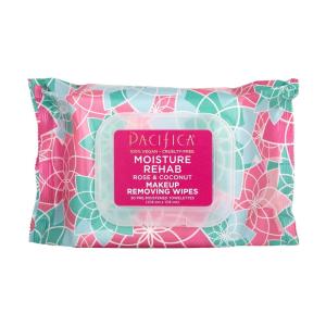 Pacifica Beauty, Moisture Rehab Makeup Removing Wipes, Daily Cleansing, Rose, Coconut Water, Calendula, Aloe, Clean Skin Care, Plant Fiber Facial Towelettes, 30 Count, Vegan & Cruelty Free(White)