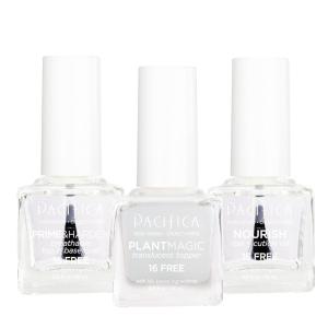 Pacifica Beauty Plant Magic Nail Treatment Set Base & Matte Top Coat, Cuticle Oil, 16-Free Non-Toxic Formula, Clean Nail Polish, Vegan Brush + Cruelty Free, Clear, 3 Count