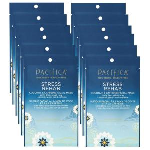 Pacifica Beauty Skin Rehab Coconut and Caffeine Facial Mask, Skincare, Green Tea, Puffiness, Face Mask, Sheet Mask, Face Care, All Skin Types, Vegan (6 Sheets)(1 Count (Pack of 12))
