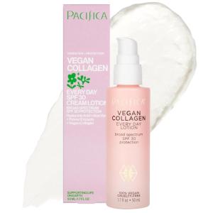 Pacifica Beauty Vegan Collagen SPF 30 Broad Spectrum Sunscreen Every Day Face Lotion, UVA/UVB Protection for All Skin Types, Lightweight, Moisturizing & Hydrating, Cruelty Free, White, 1.7 Fl Oz(Vegan Collagen SPF30 Every Day Lotion)