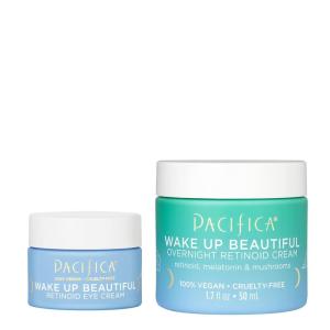 Pacifica Beauty Wake Up Beautiful Retinoid Eye Cream & Overnight Retinoid Cream Set, Skincare, Moisturizer, Face Cream, For Dry, Aging, Sensitive Skin, Vegan, 0.5 fl oz and 1.7 fl oz (Set of 2)(Retinoid Face Cream + Eye Cream)