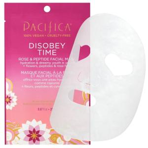 Pacifica Disobey Time Rose & Peptide Facial Sheet Mask 12-PACK Hydrating Anti-Aging Mask for Fine Lines & Dry Skin Infused w/Hyaluronic Acid & Chamomile Vegan & Cruelty-Free Dermatologist Tested(1 Count (Pack of 1))