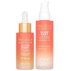 Pacifica Glow Baby Super Lit Booster Serum & VitaGlow Vitamin C Face Cream Brighten & Hydrate Skincare Bundle Daily Antioxidant Moisturizer Set for Radiant, Even-Toned Skin