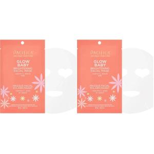 Pacifica Sheet Face Mask – 6 Pack – Glow Baby Brightening Facial Mask w/Vitamin C, Aloe & Kelp – Cooling Mask for Dark Spots & Fine Lines – Clean Beauty Vegan & Cruelty-Free Dermatologist Tested(1 Count (Pack of 2))