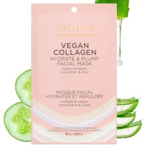 Pacifica Sheet Face Mask – Vegan Collagen Hydrate & Plump with Cucumber & Aloe – Moisturizing Mask for Dry & Aging Skin – Clean Beauty Vegan & Cruelty-Free Dermatologist Tested(1 Count (Pack of 1))