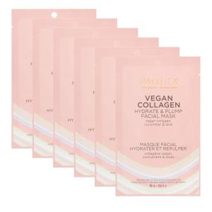 Pacifica Sheet Face Mask – Vegan Collagen Hydrate & Plump with Cucumber & Aloe – Moisturizing Mask for Dry & Aging Skin – Clean Beauty Vegan & Cruelty-Free Dermatologist Tested(1 Count (Pack of 6))