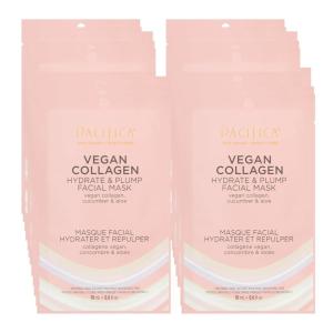 Pacifica Sheet Face Mask – Vegan Collagen Hydrate & Plump with Cucumber & Aloe – Moisturizing Mask for Dry & Aging Skin – Clean Beauty Vegan & Cruelty-Free Dermatologist Tested(1 Count (Pack of 12))