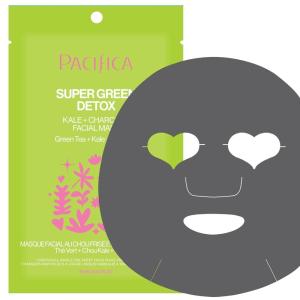 Pacifica Super Green Detox Sheet Mask – Charcoal, Kale & Clay Pore Cleansing Mask for Oily, Blemish-Prone Skin, Deep Detox Facial Mask, Vegan(1 count (Pack of 1))