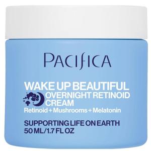 Pacifica Wake Up Beautiful Retinoid Night Cream – Overnight Anti-Aging Moisturizer with Hyaluronic Acid & Melatonin, Reduces Wrinkles & Fine Lines, Hydrating and Gentle for Dry or Mature Skin, Vegan(Overnight Retinoid Cream)