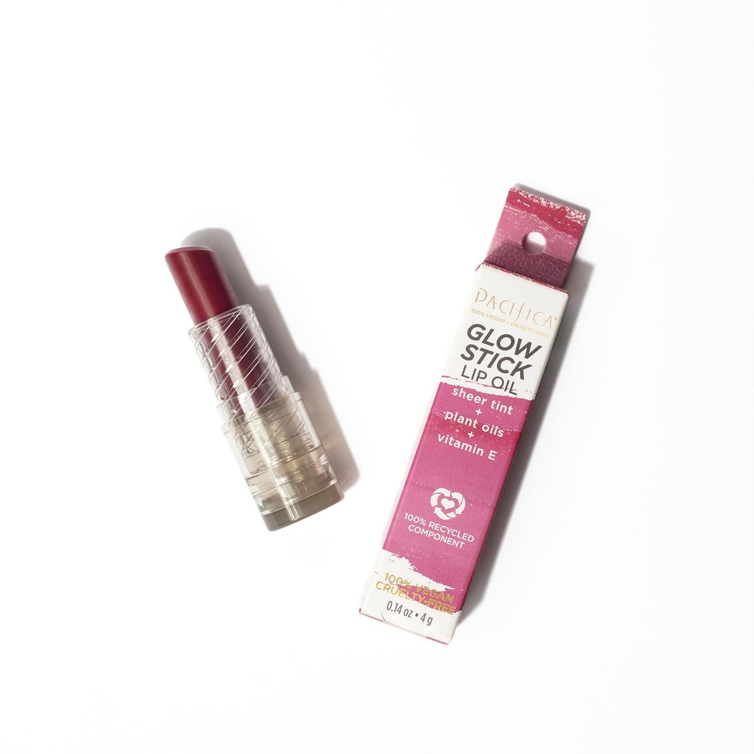image:imagePacifica Glow Stick Lip Oil Soft Pink Sheer Hydrating Lip Gloss Balm Moisturizes Dry Lips w Vitamin E amp Natural Oils NonSticky Shine Subtle Tinted Glow Vegan amp CrueltyFree Clean Beauty 14 ozCrimson Crush