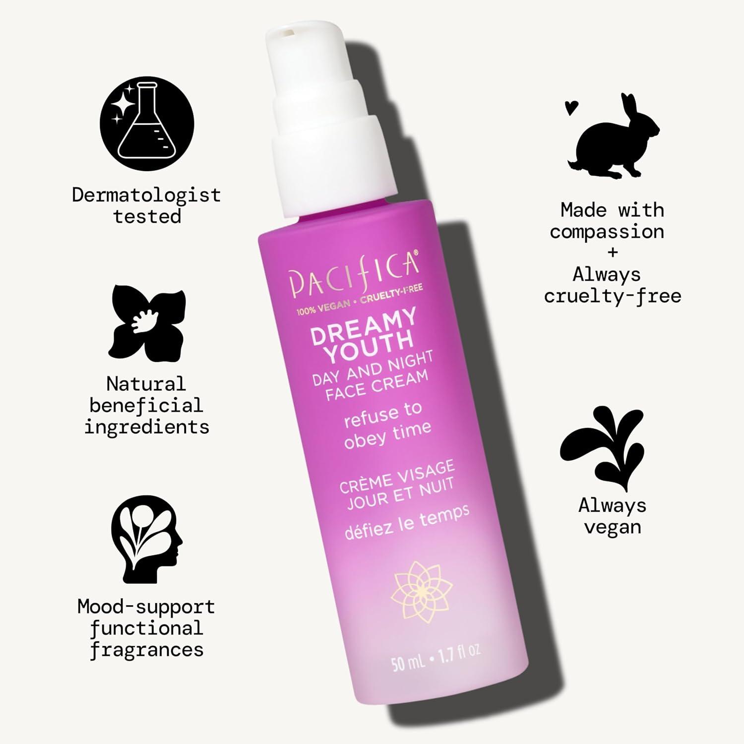 image:imagePacifica Beauty Dreamy Youth Day and Night Face Cream 17 Fl Oz Pack of 2 Moisturizer For Dry and Aging Skin Peptides Grapeseed Oil Floral Stem Cells Sulfate Paraben Free Vegan and Cruelty Free