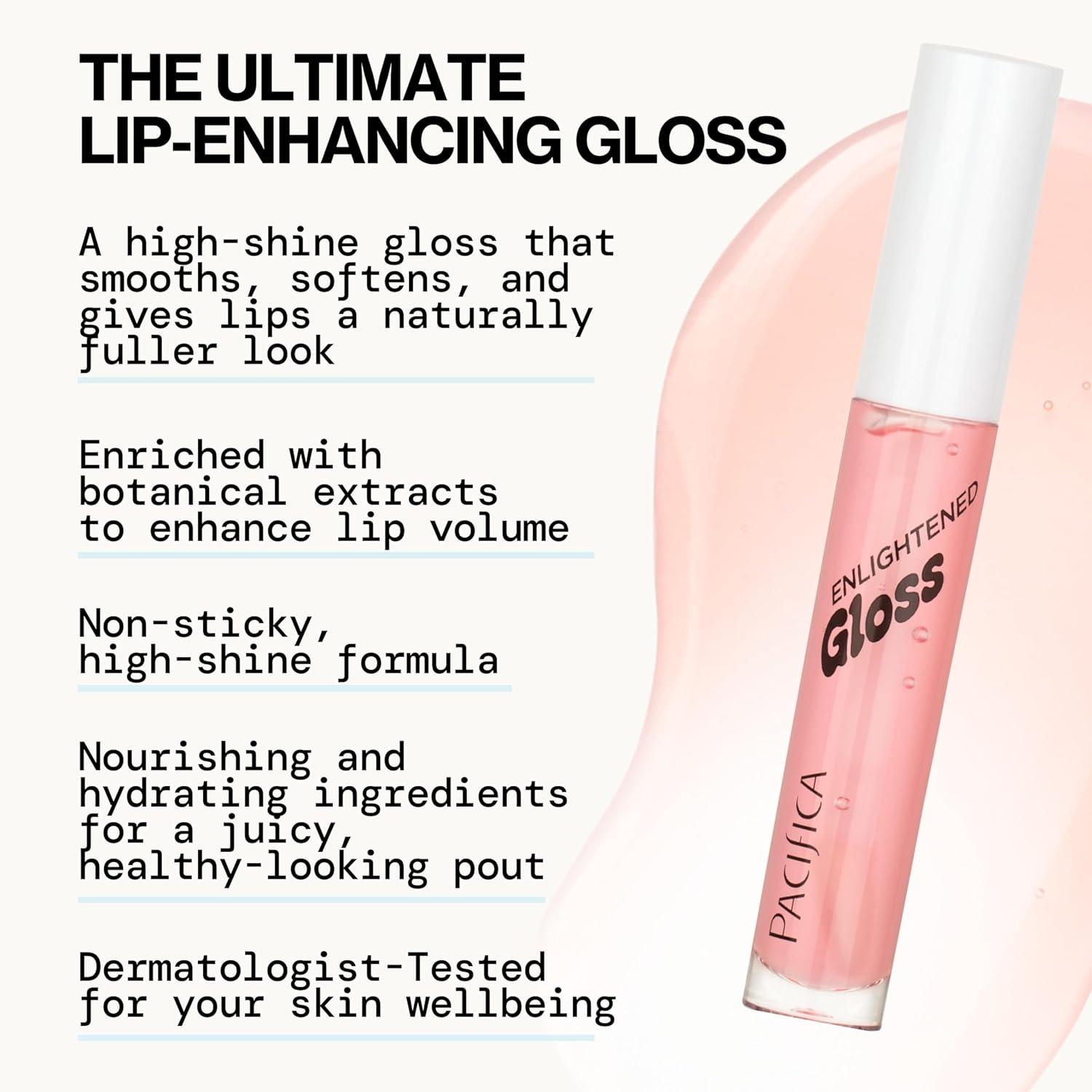 image:imagePacifica Plumping Lip Gloss Jasmine Kiss Flavored LavenderPink Tint Hydrating Lip Oil Balm NoTingle Volumizing Gloss with Shea Butter amp Jojoba High Shine Color Vegan amp CrueltyFree 014oz