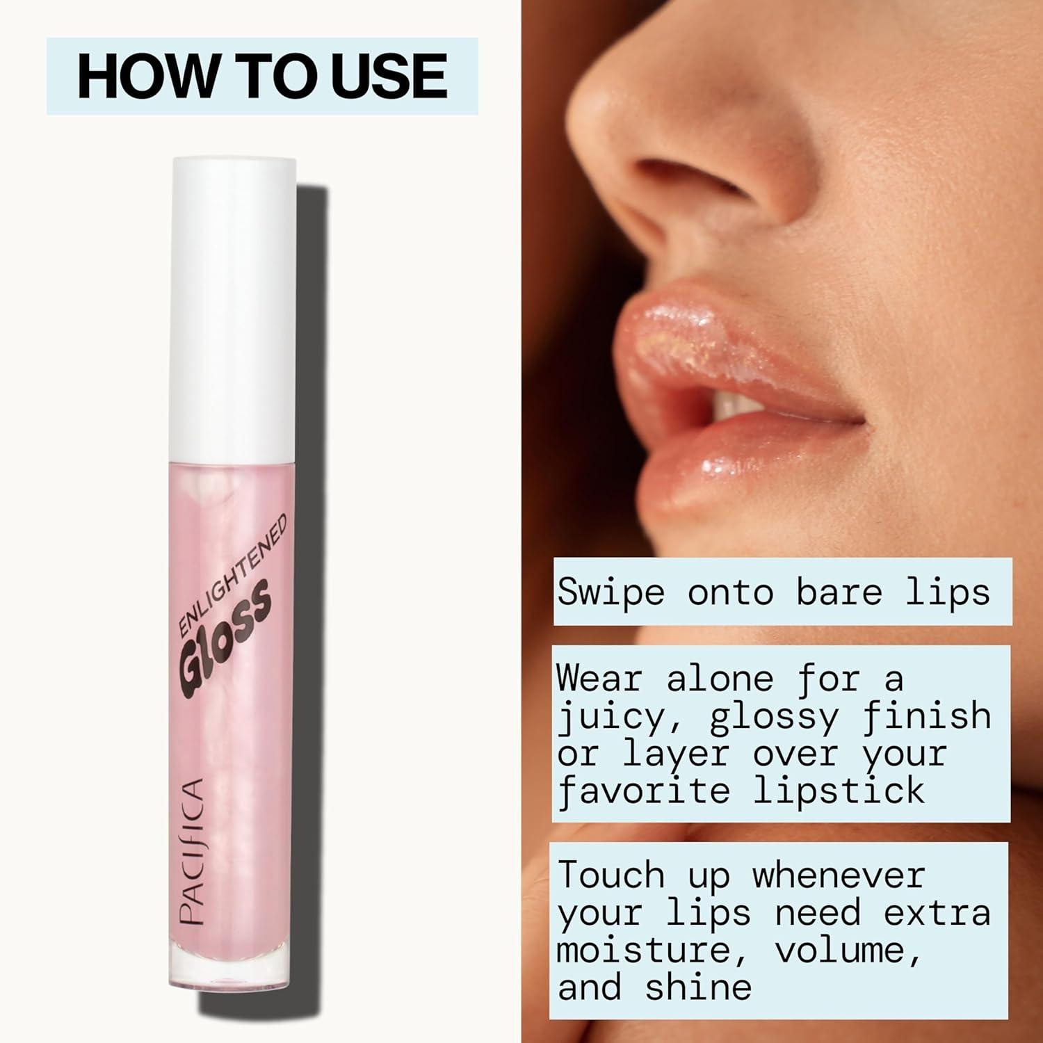 image:imagePacifica Plumping Lip Gloss Jasmine Kiss Flavored LavenderPink Tint Hydrating Lip Oil Balm NoTingle Volumizing Gloss with Shea Butter amp Jojoba High Shine Color Vegan amp CrueltyFree 014oz