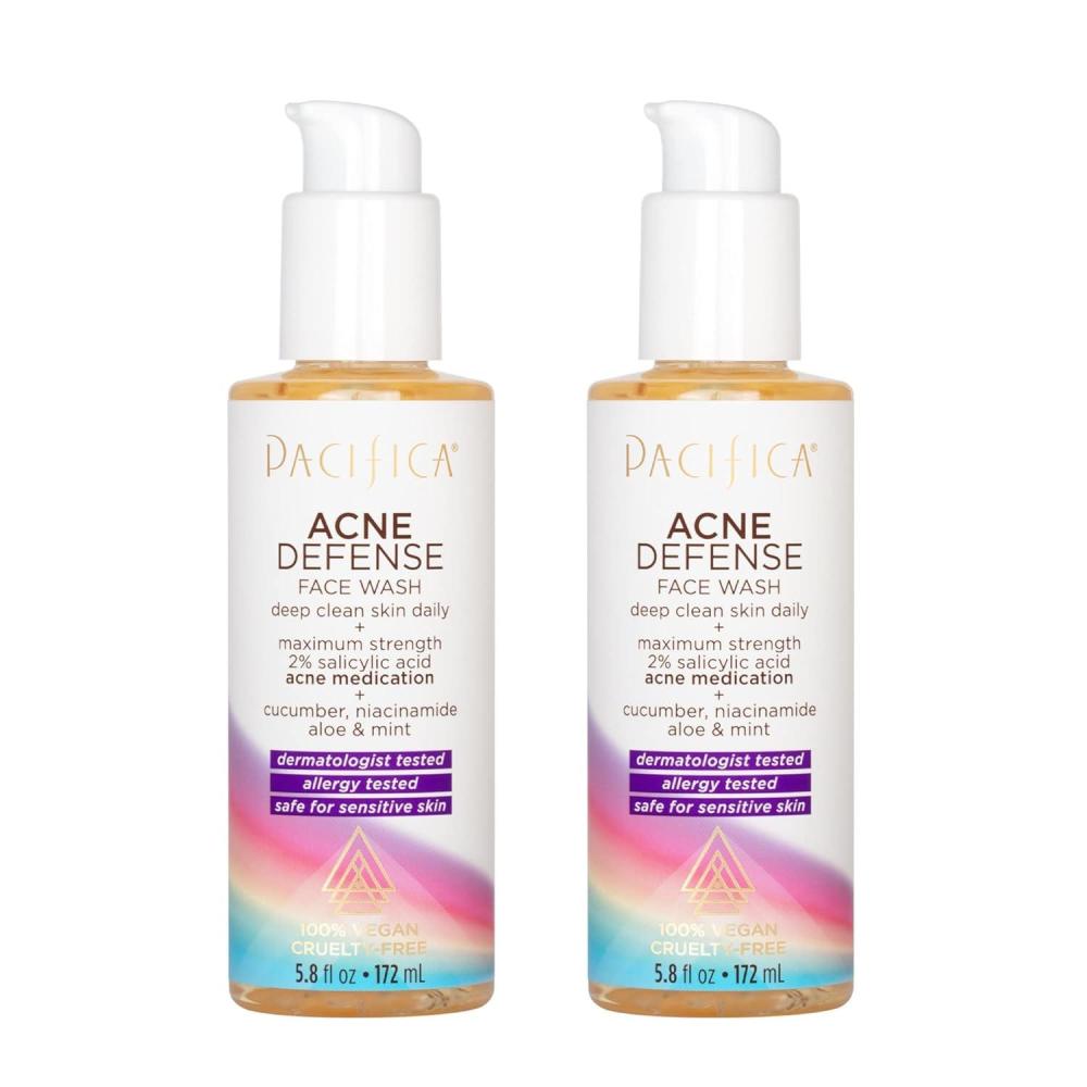image:imagePacifica Beauty Acne Defense Face Cleanser 2 Pack Salicylic Acid Cucumber amp Aloe Daily Facial Wash For Oily and Acne Prone Skin 100 Vegan amp CrueltyFree Sulfate Paraben Free