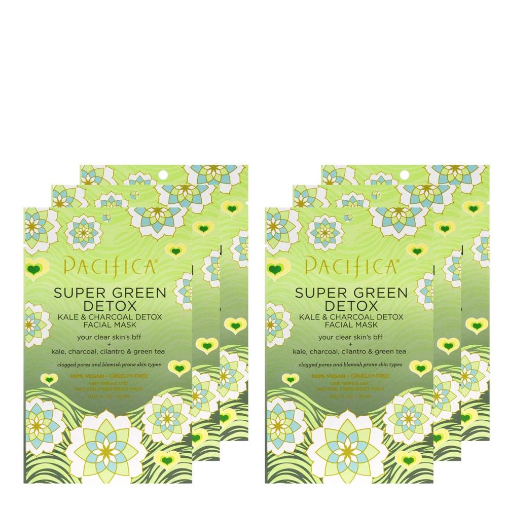 image:imagePacifica Beauty Super Green Detox Kale amp Charcoal Facial Sheet Mask For All Skin Types 6 Count