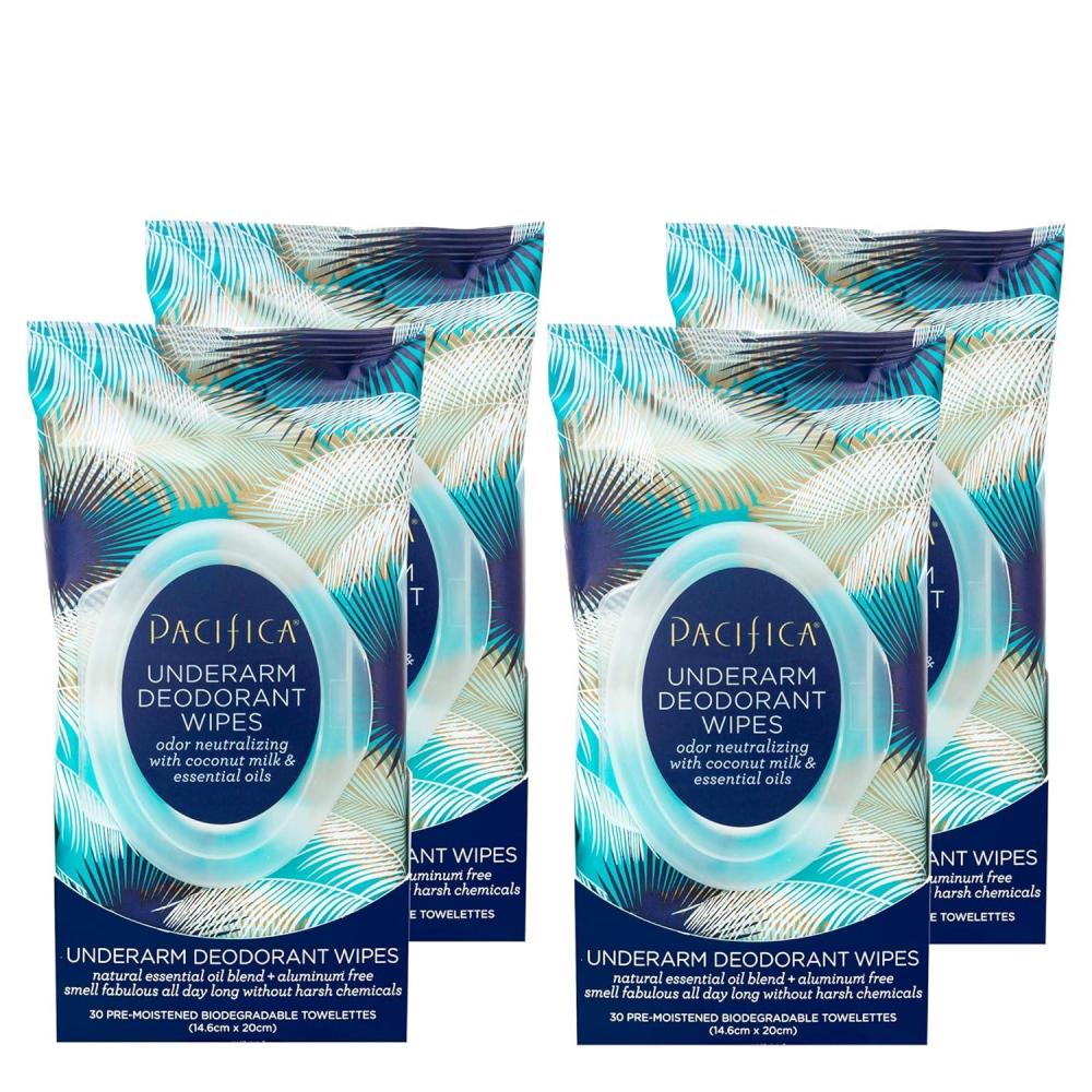 image:imagePacifica Underarm Deodorant Wipes Coconut Milk amp Essential Oils 30 Count Pack of 830 Count Pack of 8